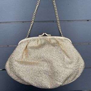 Vintage clutch purse gold lame